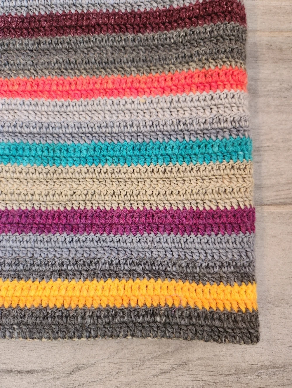 Handmade Baby Toddler Blanket Multicolor Stripes Crochet Wool Blend Afghan Knit